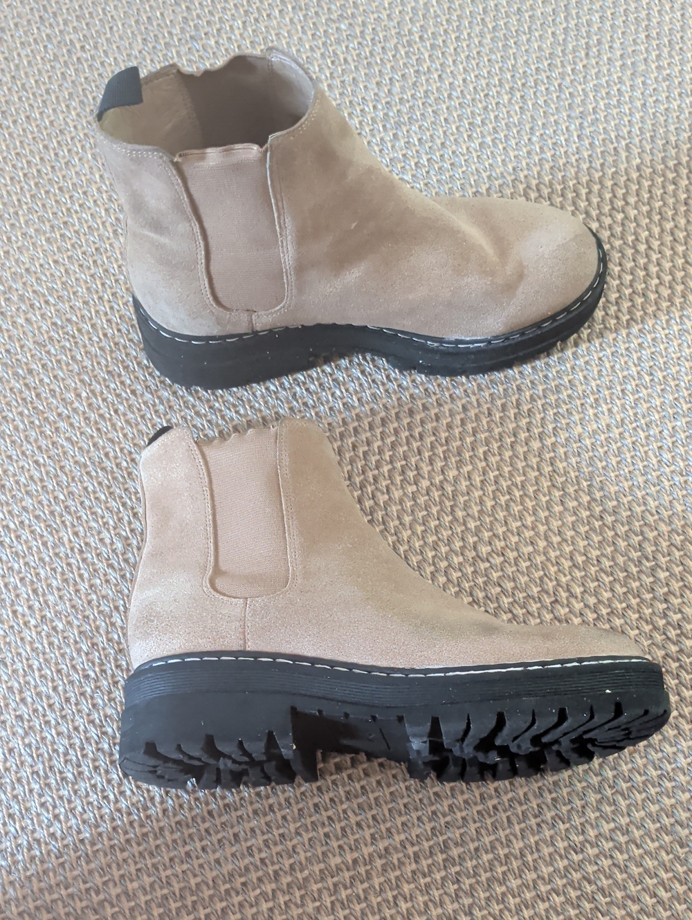 Marc Fisher Taupe Suede Chelsea Lug Booties - Picture 3 of 5